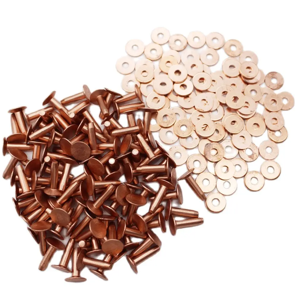 100pcs Copper Rivets & Burrs/Washers With Tool 
100pcs Copper Rivets & Burrs/Washers With Tool