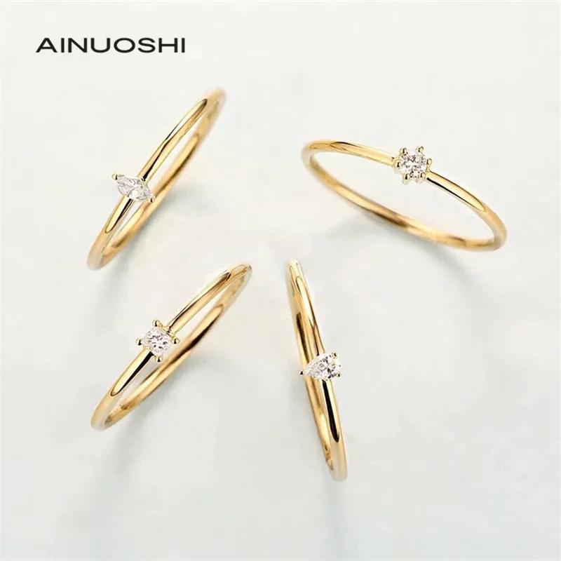 AINUOSHI 18K Gold 0.05 Carat Real Diamond Engagement for Women Round/Pear/Princess/Marquise Cut Solitaire Ring Fine Jewelry
AINUOSHI 18K Gold 0.05 Carat Real Diamond Engagement for Women Round/Pear/Princess/Marquise Cut Solitaire Ring Fine Jewelry