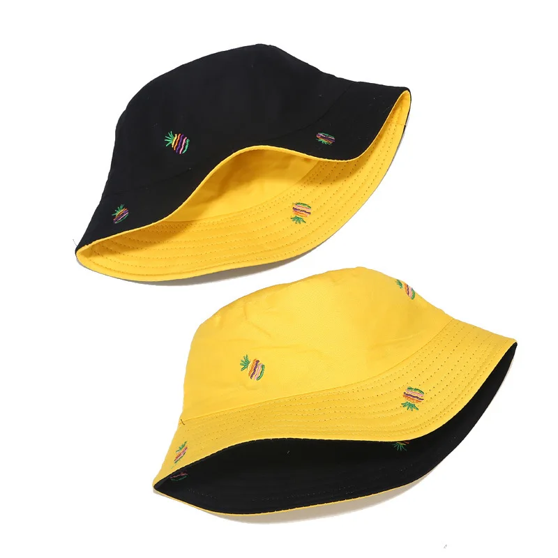 2020 Summer Pineapple Embroidery Bucket Hat Unisex Double-sided Fisherman Hats Men Women Outdoor Sun Visor Travel Hats
2020 Summer Pineapple Embroidery Bucket Hat Unisex Double-sided Fisherman Hats Men Women Outdoor Sun Visor Travel Hats