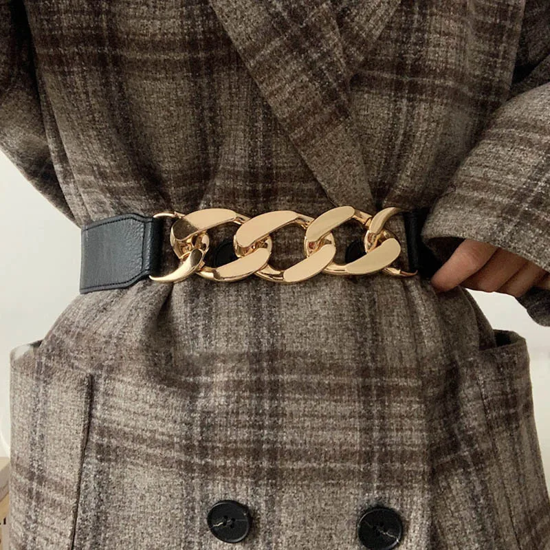 Fashion Elastic Women Belt Gold Silver Metal Chain Waist Strap For Dress Coat Suit Designer Lady All-match Decorative Waistband
Fashion Elastic Women Belt Gold Silver Metal Chain Waist Strap For Dress Coat Suit Designer Lady All-match Decorative Waistband