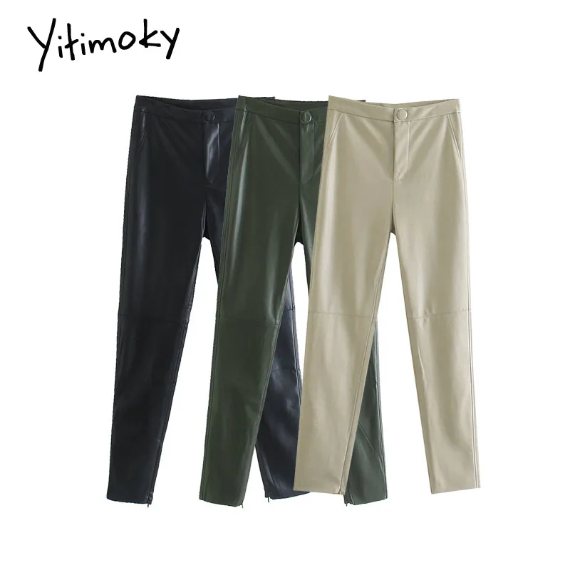 Женские штаны Yitimoky из искусственной кожи с высокой талией, уличные брюки, спортивные штаны, тренировочные штаны, прямые черные, мода 2022 
Женские штаны Yitimoky из искусственной кожи с высокой талией, уличные брюки, спортивные штаны, тренировочные штаны, прямые черные, мода 2022