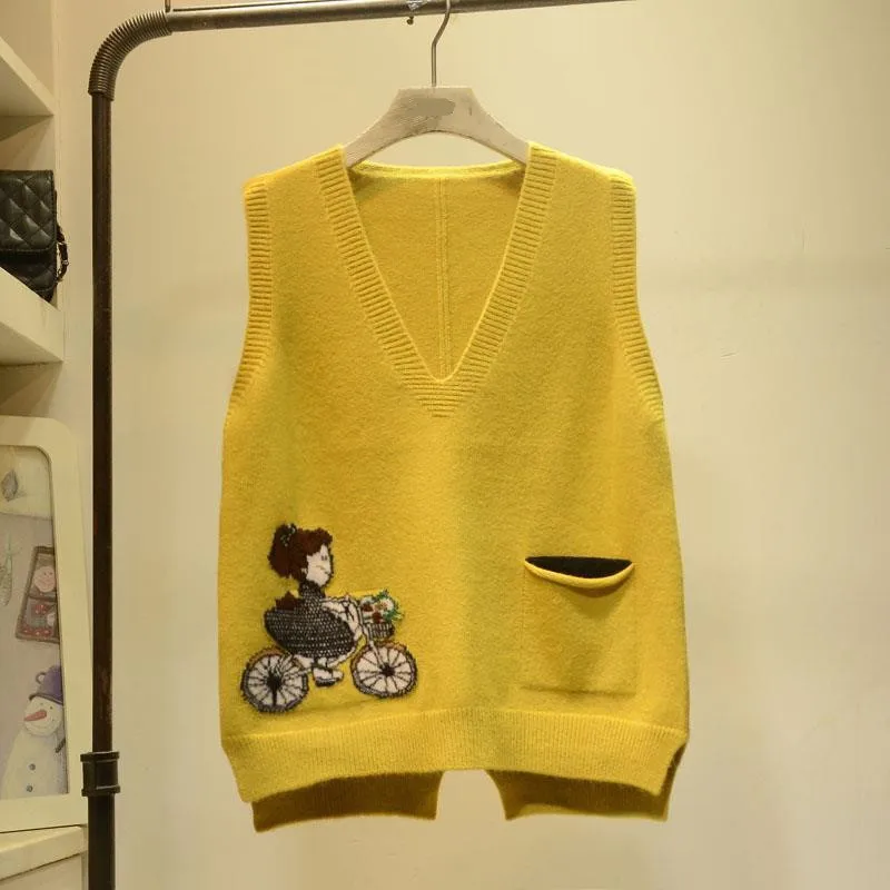 2021 Fashion Spring V-neck Knitt Vest Korean Edition Loose Women Asymmetry Sweater Embroidery Outside Wear Sleeveless Tank Top
2021 Fashion Spring V-neck Knitt Vest Korean Edition Loose Women Asymmetry Sweater Embroidery Outside Wear Sleeveless Tank Top