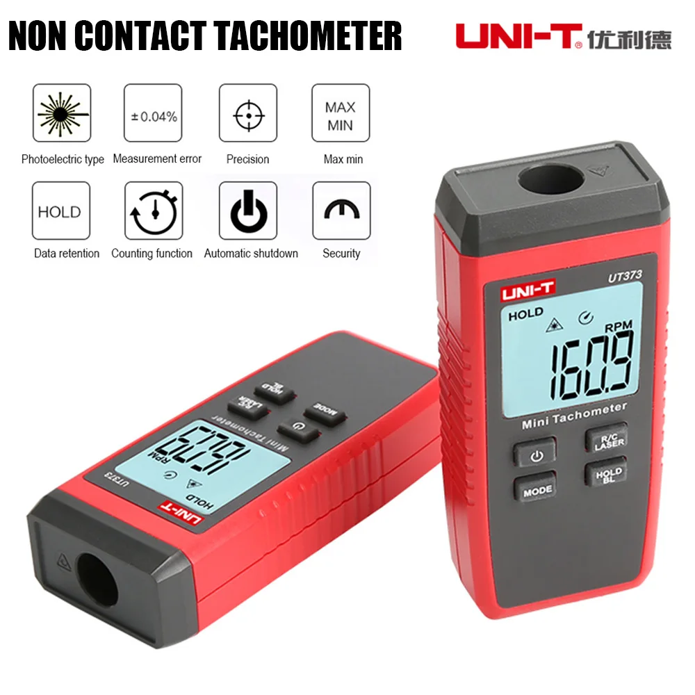 UNI-T UT373 Mini Digital Tachometer Measuring Range 10-99999RPM Non-Contact Tachometer Odometer with Backlight
UNI-T UT373 Mini Digital Tachometer Measuring Range 10-99999RPM Non-Contact Tachometer Odometer with Backlight