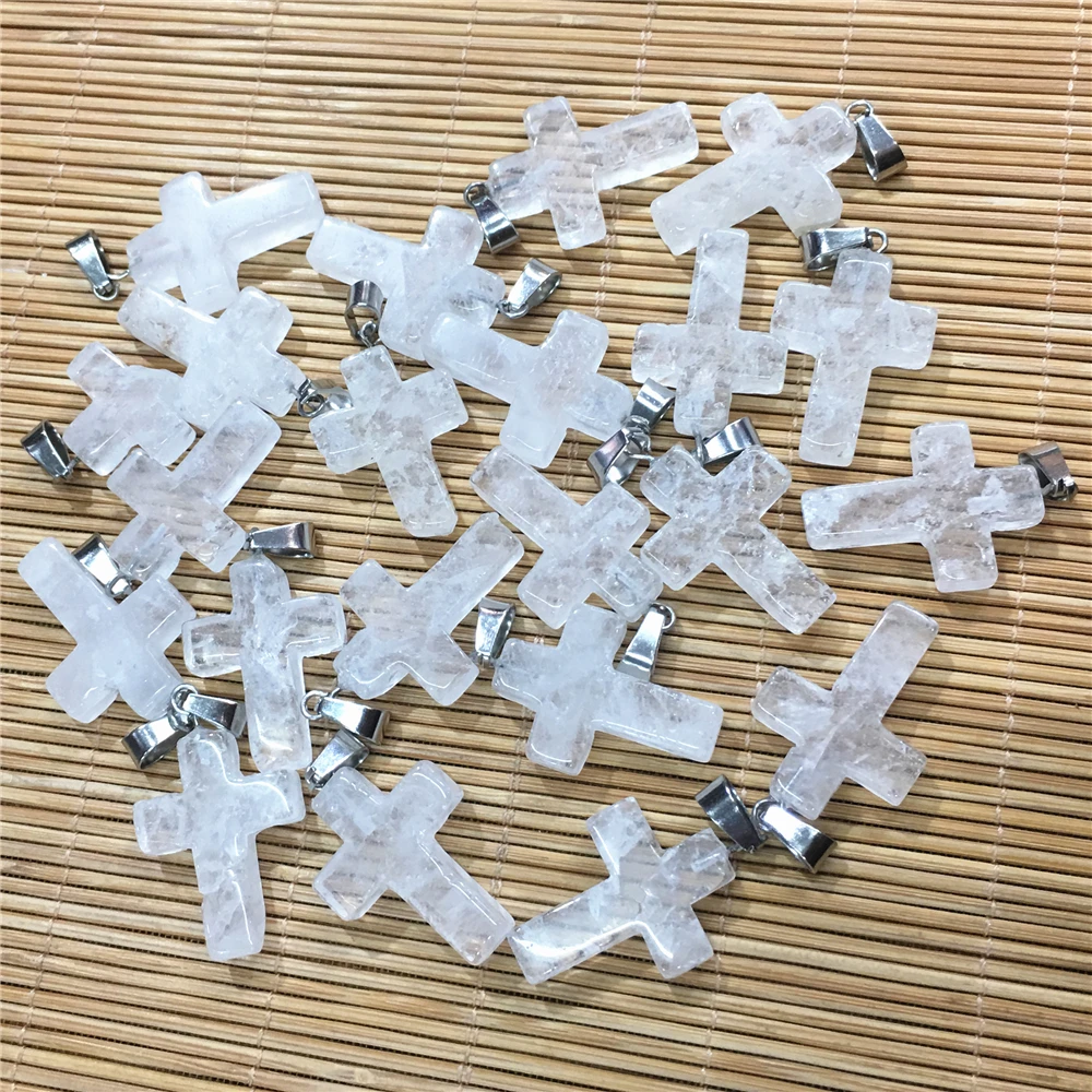 New Fashion Natural Stone Pendant Cross Reiki Shape Pendants White Crystal Charms for Necklaces Jewelry Making 25*18 MM Wholsale
New Fashion Natural Stone Pendant Cross Reiki Shape Pendants White Crystal Charms for Necklaces Jewelry Making 25*18 MM Wholsale