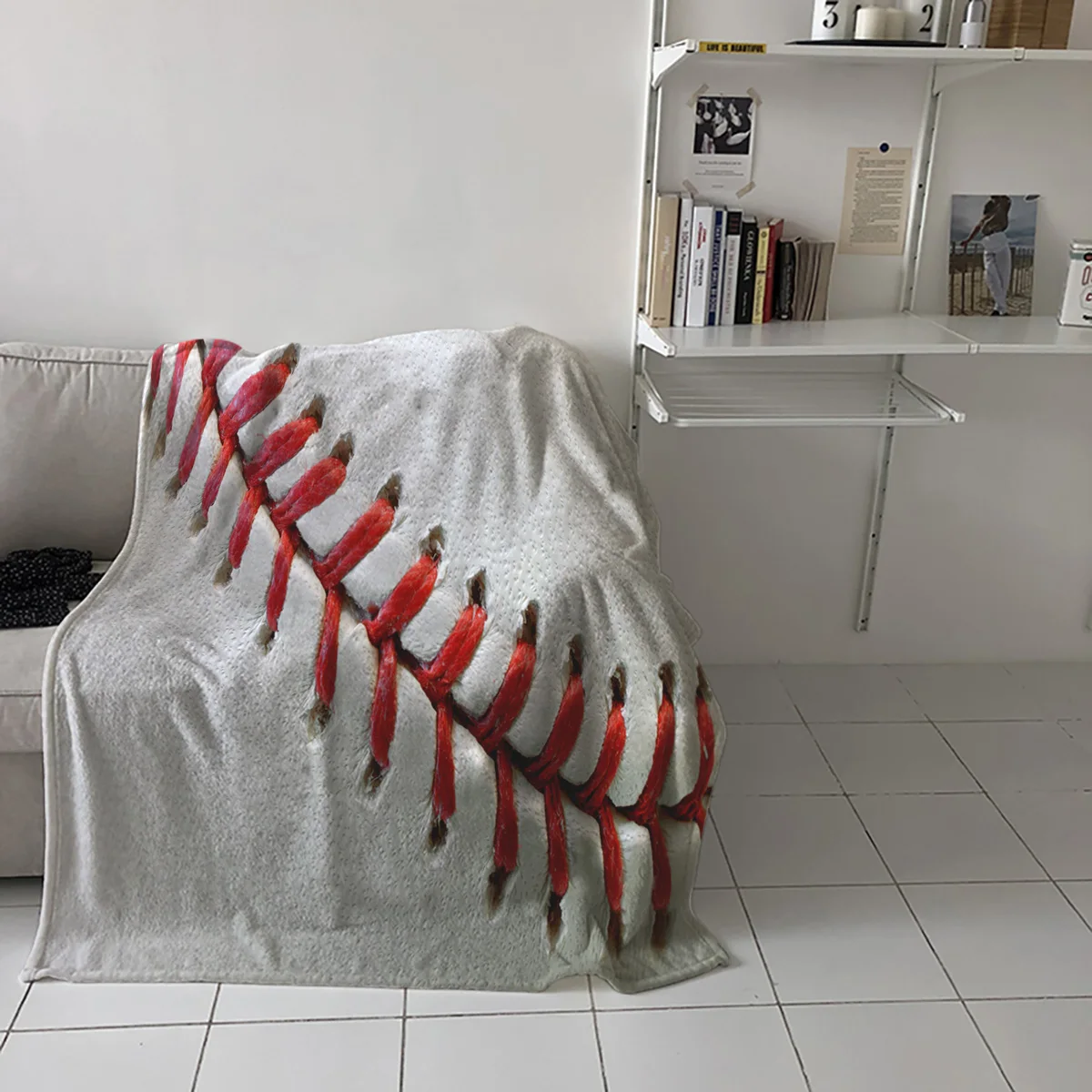Спортивная бейсбольная текстура сшивание Красная белая накидка на кровать