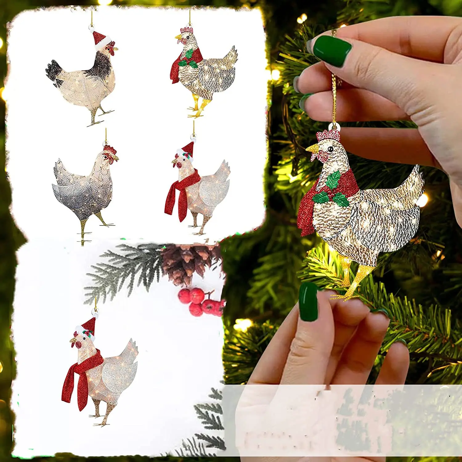 

Рождественский шарф, куриные украшения 2021, украшения для рождественской елки, Рождественское украшение, персонализированный продукт для с...