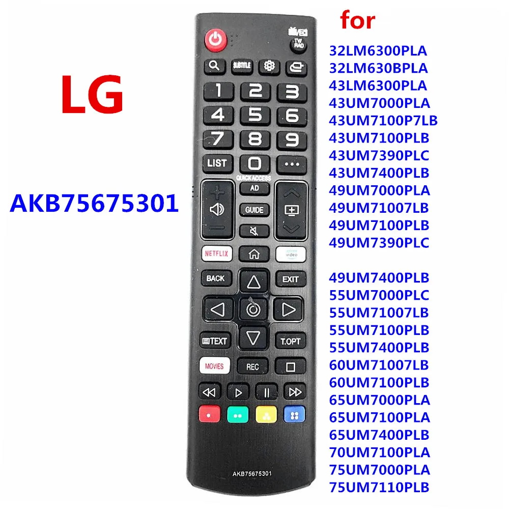 AKB75675301 Новый Сменный пульт дистанционного управления с NETFLIX Prime видео приложения