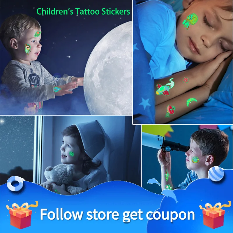 Children's Tattoo Stickers Cartoon Luminous Temporary Waterproof Glow Face Arm Leg Mermaid Unicorn Animal Traffic Cute Gift Kid 
Children's Tattoo Stickers Cartoon Luminous Temporary Waterproof Glow Face Arm Leg Mermaid Unicorn Animal Traffic Cute Gift Kid