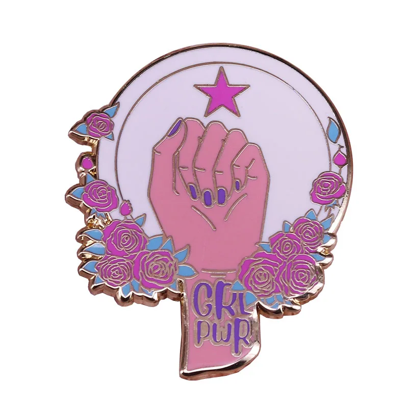 Pastel girl power badge Феминистская булавка цветок дамская брошь женская эмоциональная