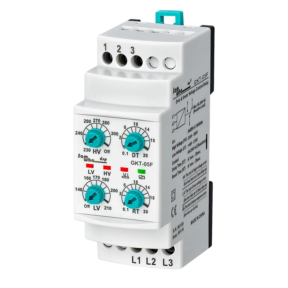 

Samwha-Dsp GKT-05F 3*220VAC Non-Neutual Three-Phase Phase Failure, Phase Sequence, Under&Over Voltage Relay