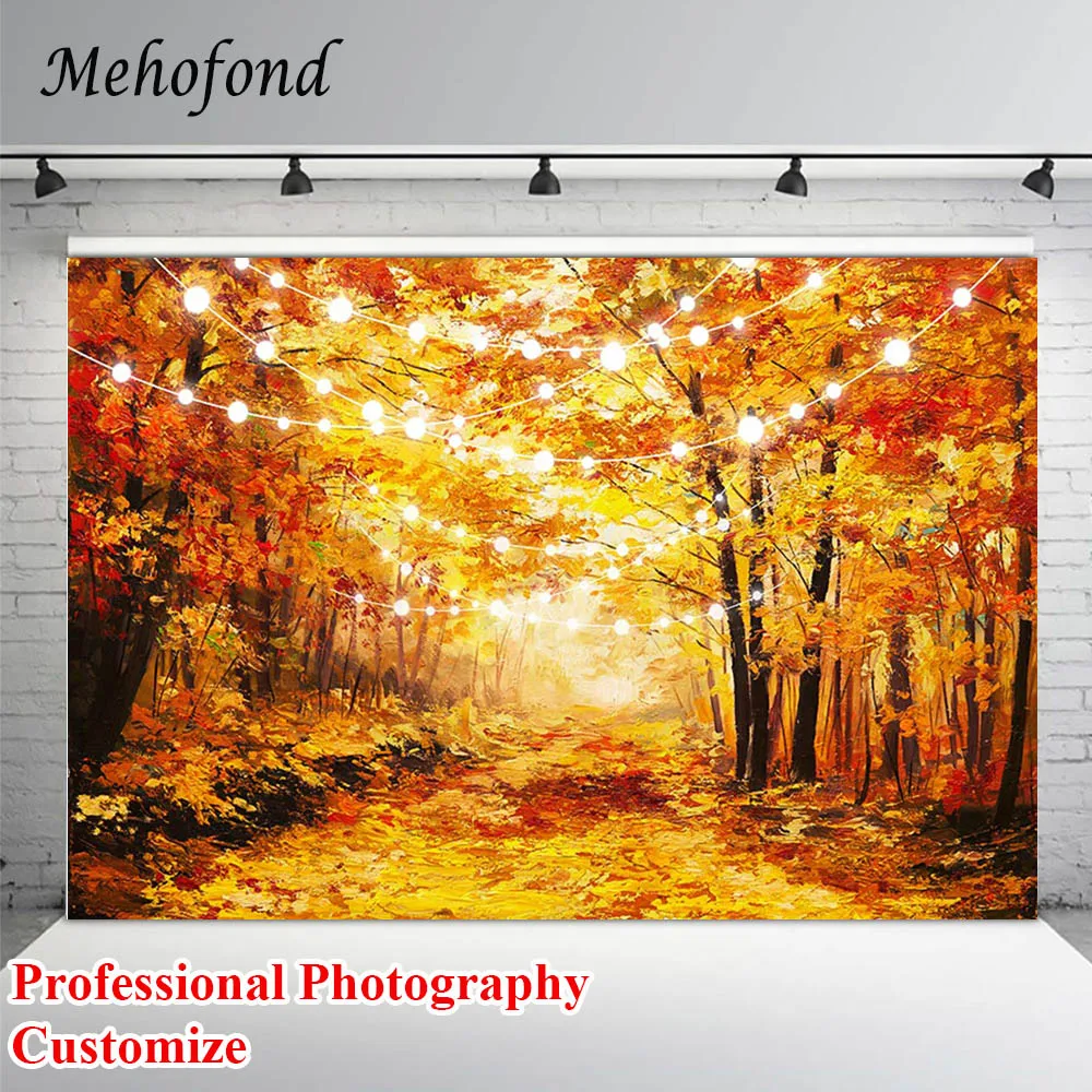 

Photo Studio Backdrop Autumn Forest Tree Maple Leaf Gold Yellow Fallen Leaves Path Child Wedding Photography Background Shooting
