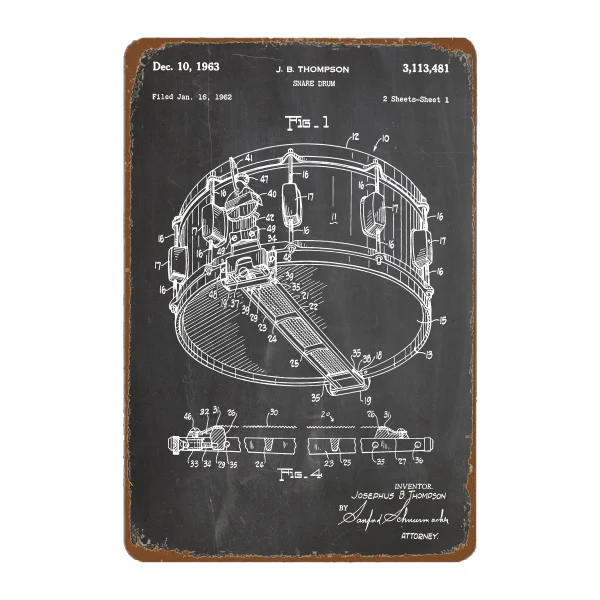Snare Drum 1963 Print Wall Art Poster Music Teacher Blueprint Gifts Music Room Decor Vintage Tin Metal Sign Bar Club Cafe
Snare Drum 1963 Print Wall Art Poster Music Teacher Blueprint Gifts Music Room Decor Vintage Tin Metal Sign Bar Club Cafe
