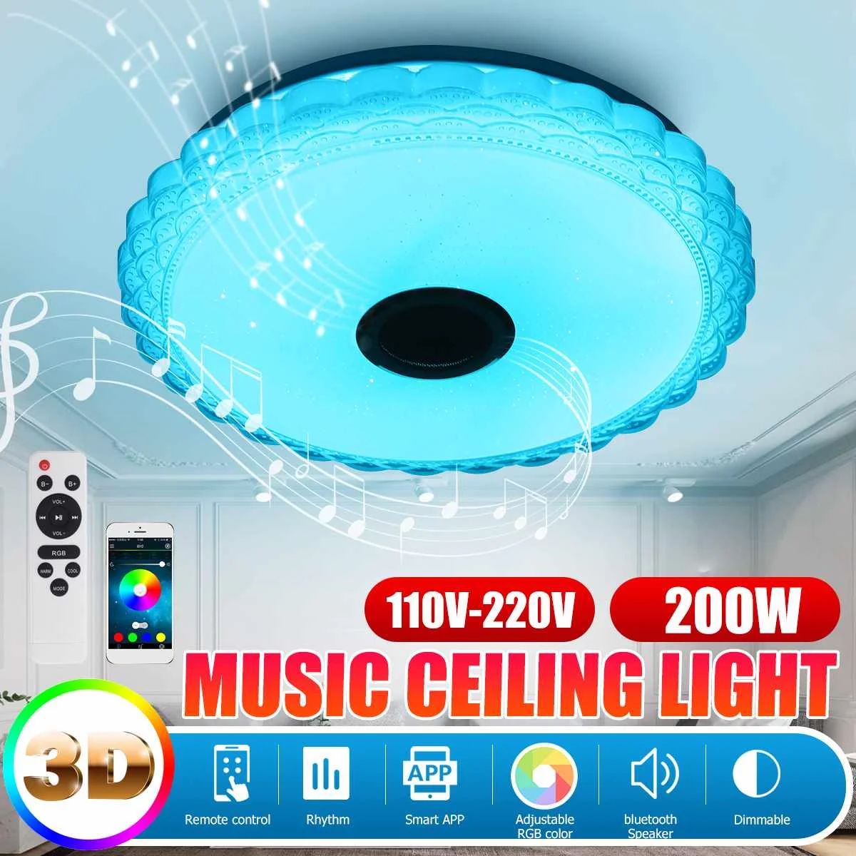 НОВЫЙ 200W 100-240V RGB светодиодный потолочный светильник s Домашний Светильник ing APP bluetooth Музыка светильник Спальня лампа Смарт потолочный свети...
НОВЫЙ 200W 100-240V RGB светодиодный потолочный светильник s Домашний Светильник ing APP bluetooth Музыка светильник Спальня лампа Смарт потолочный свети...