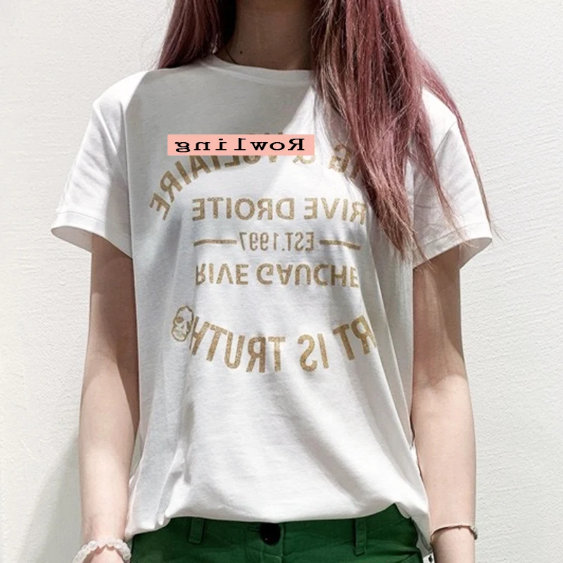 Gold Rowling - lettered women's T-shirt, white short sleeve round neck cotton T-shirt, casual T-shirt with quality , 2021
Gold Rowling - lettered women's T-shirt, white short sleeve round neck cotton T-shirt, casual T-shirt with quality , 2021