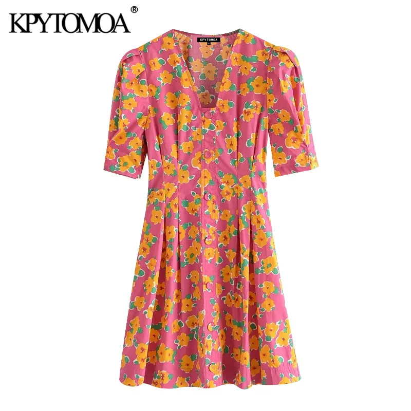 KPYTOMOA Women 2021 Chic Fashion With Buttons Floral Print Mini Dress Vintage Puff Sleeve Side Zipper Female Dresses Mujer
KPYTOMOA Women 2021 Chic Fashion With Buttons Floral Print Mini Dress Vintage Puff Sleeve Side Zipper Female Dresses Mujer