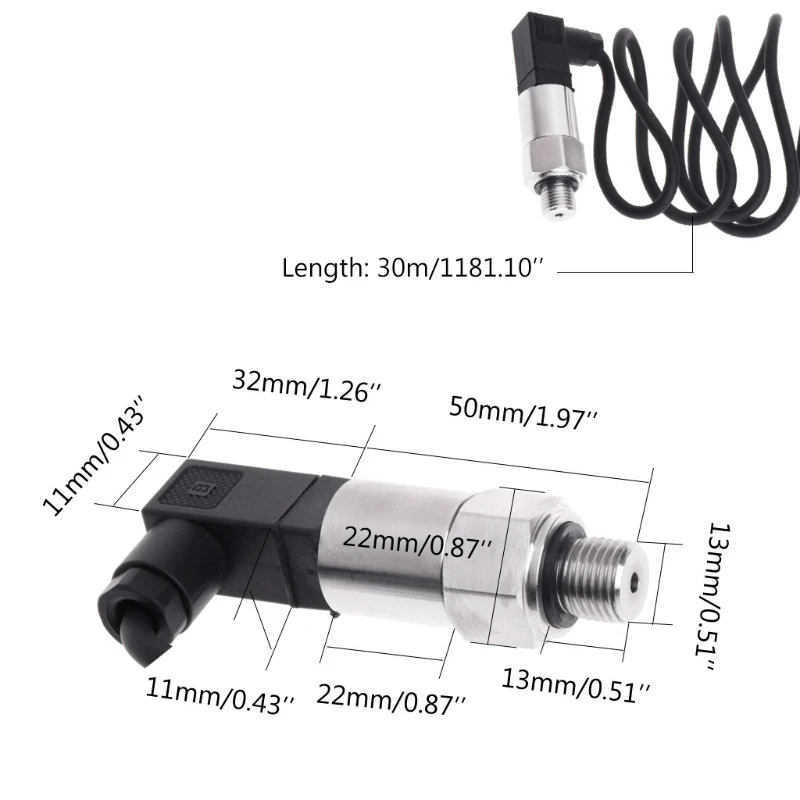 0-10bar 9-32VDC G1/4 4-20mA 0.5% Pressure Transmitter 30m 100feet length Pressure Transducer Sensor
0-10bar 9-32VDC G1/4 4-20mA 0.5% Pressure Transmitter 30m 100feet length Pressure Transducer Sensor
