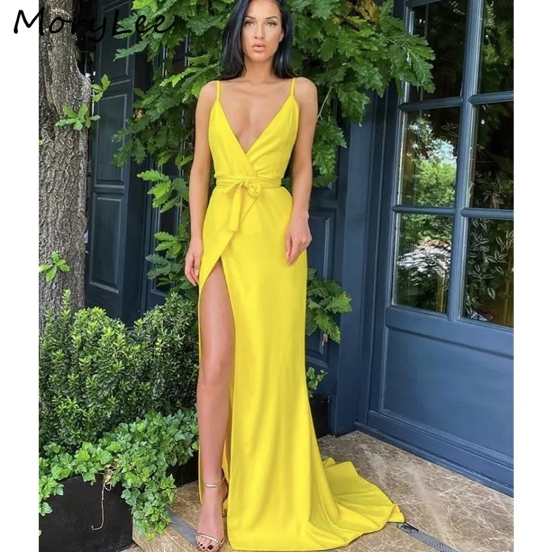Sexy Evening Dresses V-Neck Sleeveless Floor Length A-Line Side Slit Spandex Satin Evening Dresses vestidos de fiesta de noche
Sexy Evening Dresses V-Neck Sleeveless Floor Length A-Line Side Slit Spandex Satin Evening Dresses vestidos de fiesta de noche