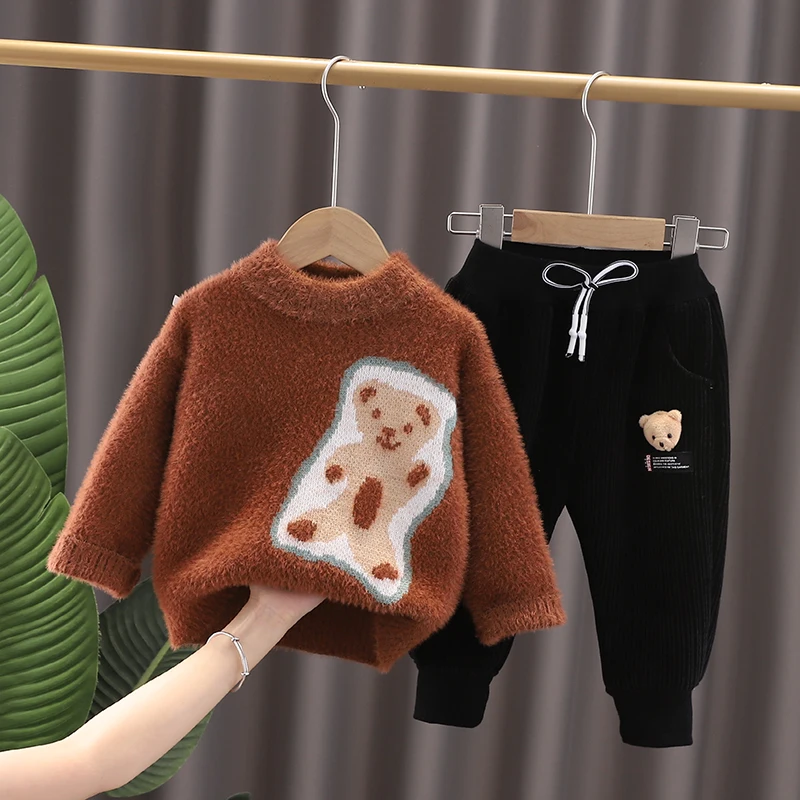 Baby Boys Girls Clothing Sets 2021 Winter Infant Cartoon Sweater Pants Warm Plush Thicken Outdoor Kids Children Clothes Outfits 
Baby Boys Girls Clothing Sets 2021 Winter Infant Cartoon Sweater Pants Warm Plush Thicken Outdoor Kids Children Clothes Outfits