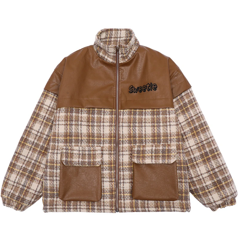 Mens Harajuku Plaid Patchwork Jackets Coats Unisex Retro Thick Warm PU Leather Jacket Oversize Streetwear Tops Casaco Masculino
Mens Harajuku Plaid Patchwork Jackets Coats Unisex Retro Thick Warm PU Leather Jacket Oversize Streetwear Tops Casaco Masculino
