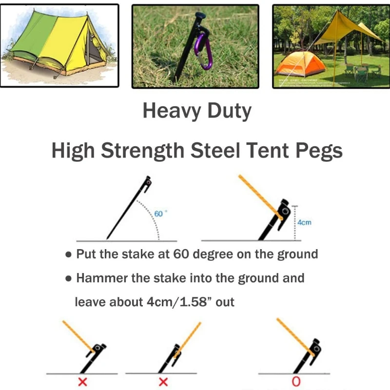 4pcs Outdoor Camping Tent Stakes Heavy Duty 8/12 inch Steel Tent Pegs Hiking Travel Tent Nails
4pcs Outdoor Camping Tent Stakes Heavy Duty 8/12 inch Steel Tent Pegs Hiking Travel Tent Nails