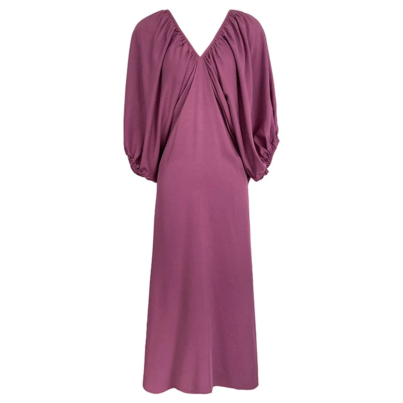 GALCAUR Purple Dress For Women V Neck Lantern Short Sleeve High Waist Minimalist Solid Mid Dresses Female 2021 Fashion Clothing
GALCAUR Purple Dress For Women V Neck Lantern Short Sleeve High Waist Minimalist Solid Mid Dresses Female 2021 Fashion Clothing