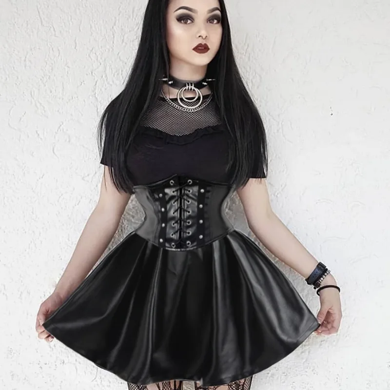 Женская плиссированная мини-юбка Goth Dark, юбка из искусственной кожи на завязках, с высокой талией и молнией сзади, модная готическая юбка в ст...
Женская плиссированная мини-юбка Goth Dark, юбка из искусственной кожи на завязках, с высокой талией и молнией сзади, модная готическая юбка в ст...