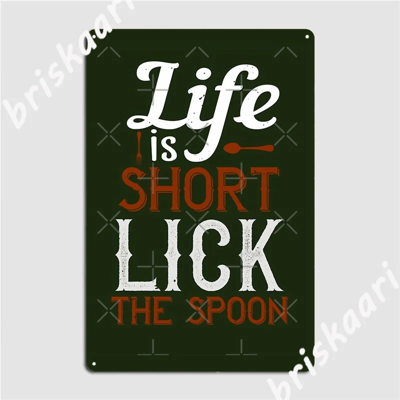 Life Is Short Lick The ложка готовка выпечка металлические знаки настенная Фреска клубный