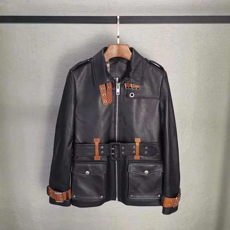Women Coat Spring New Arrival Short Length Turn-Down Collar Female Clothes With Belt Genuine Leather Jacket Size S-XXXL
Women Coat Spring New Arrival Short Length Turn-Down Collar Female Clothes With Belt Genuine Leather Jacket Size S-XXXL
