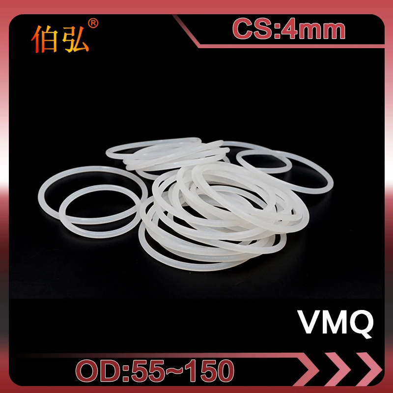 White Silicon Ring 1PC/lot Silicone/VMQ O-Ring CS4mm OD 55/60/65/70/72/75/80/85/90/95/100/105/150mm Rubber Seal Gaskets Washer 
White Silicon Ring 1PC/lot Silicone/VMQ O-Ring CS4mm OD 55/60/65/70/72/75/80/85/90/95/100/105/150mm Rubber Seal Gaskets Washer