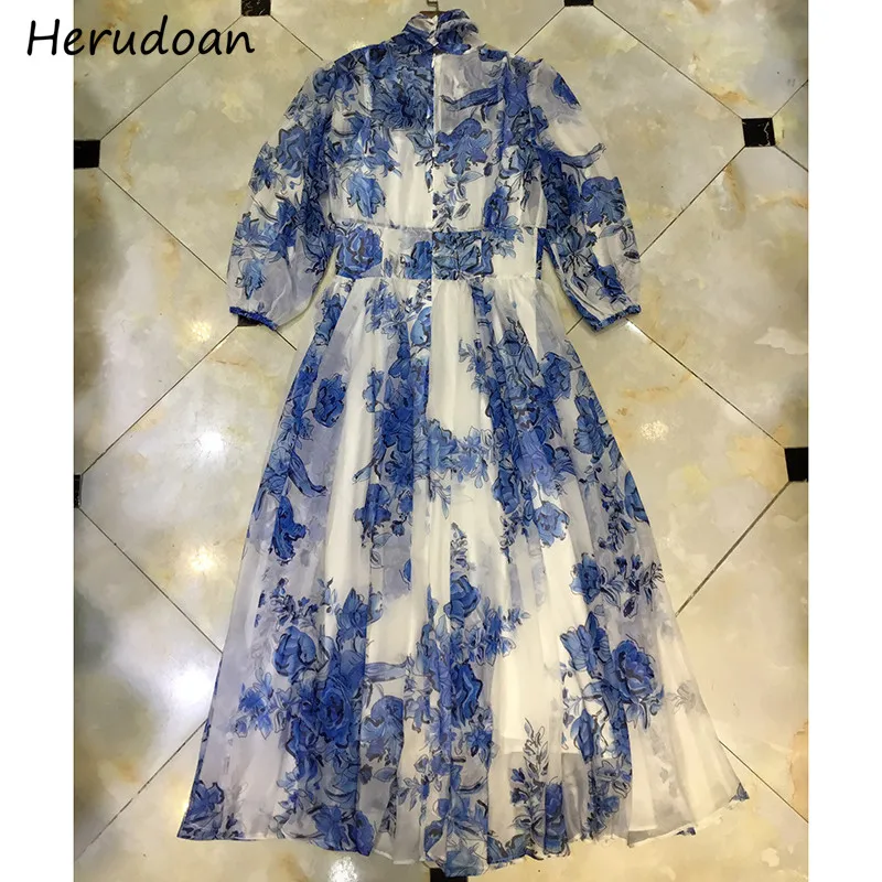 Herudoan New 2021 Summer Fashion Runway Chiffon Dress Women Lantern Sleeve Blue floral print A Line Long Vacation Dress Vestidos
Herudoan New 2021 Summer Fashion Runway Chiffon Dress Women Lantern Sleeve Blue floral print A Line Long Vacation Dress Vestidos