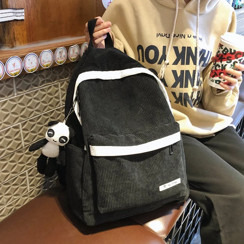 School Bag Female Harajuku High School Student Campus Backpack Corduroy Large Capacity Backpack 
School Bag Female Harajuku High School Student Campus Backpack Corduroy Large Capacity Backpack