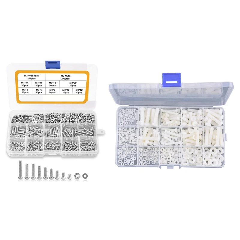810Pcs Screw Assortment Kit 304 Stainless Steel Phillips Pan(M3) & 420Pcs/Set M2 M2.5 M3 M4 M5 M6 Nylon Screw Nut
810Pcs Screw Assortment Kit 304 Stainless Steel Phillips Pan(M3) & 420Pcs/Set M2 M2.5 M3 M4 M5 M6 Nylon Screw Nut