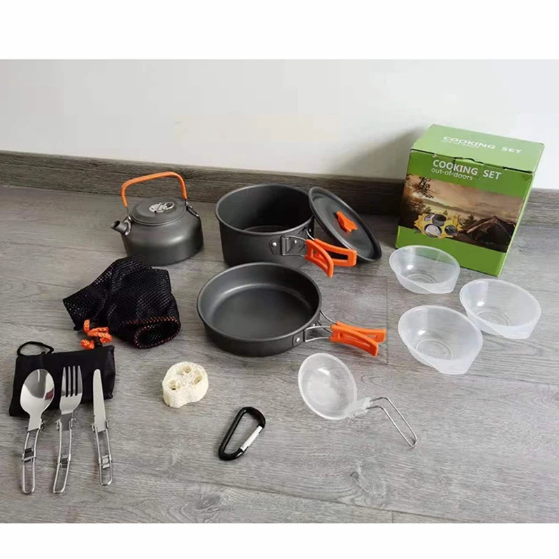 Camping Cookware Mess Kit, Lightweight Pot Pan Kettle with Tongs, Folding Fork Spoon for Outdoor Camping Backpacking
Camping Cookware Mess Kit, Lightweight Pot Pan Kettle with Tongs, Folding Fork Spoon for Outdoor Camping Backpacking