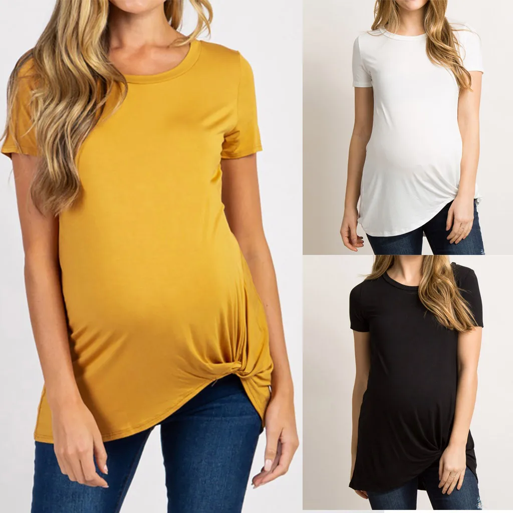 

TELOTUNY Women's Maternity Short Sleeve Layered Nursing Tops T-shirt For Pregnancy Breastfeeding Maternity Tops ropa de mujer