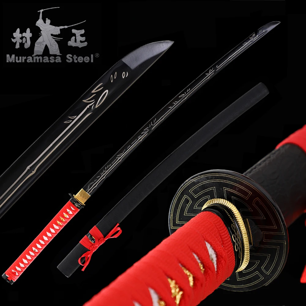 Handforged Japanese Katanas Real Steel Blade Full Tang Bamboo Engraving-Decorative Swords-Wooden Saya Wrapped Leather
Handforged Japanese Katanas Real Steel Blade Full Tang Bamboo Engraving-Decorative Swords-Wooden Saya Wrapped Leather