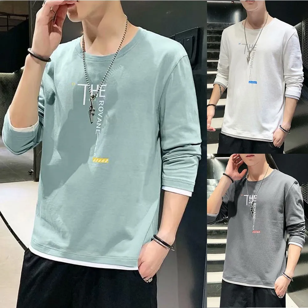 Men Long-sleeved T-shirt New Loose Fashion Bottoming Shirt Fake Two-piece O-neck Autumn Clothes Long Top Winter Warm SlimBase
Men Long-sleeved T-shirt New Loose Fashion Bottoming Shirt Fake Two-piece O-neck Autumn Clothes Long Top Winter Warm SlimBase