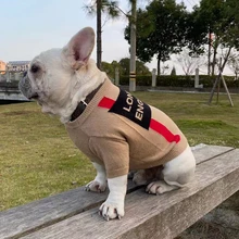 8 Sizes England Style Dog Sweater Luxury Pet Clothing British Bulldog Khaki Sweater for Small Large Dogs Clothes French Bulldog