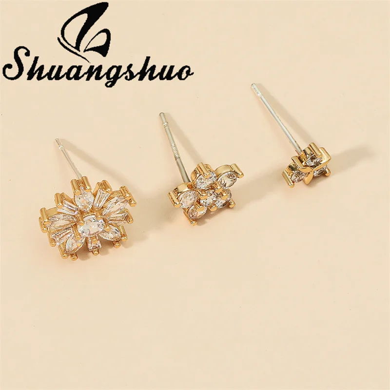 Shuangshuo богемные кристаллы Фианиты Серьги-клипсы для хрящевых листьев наборы