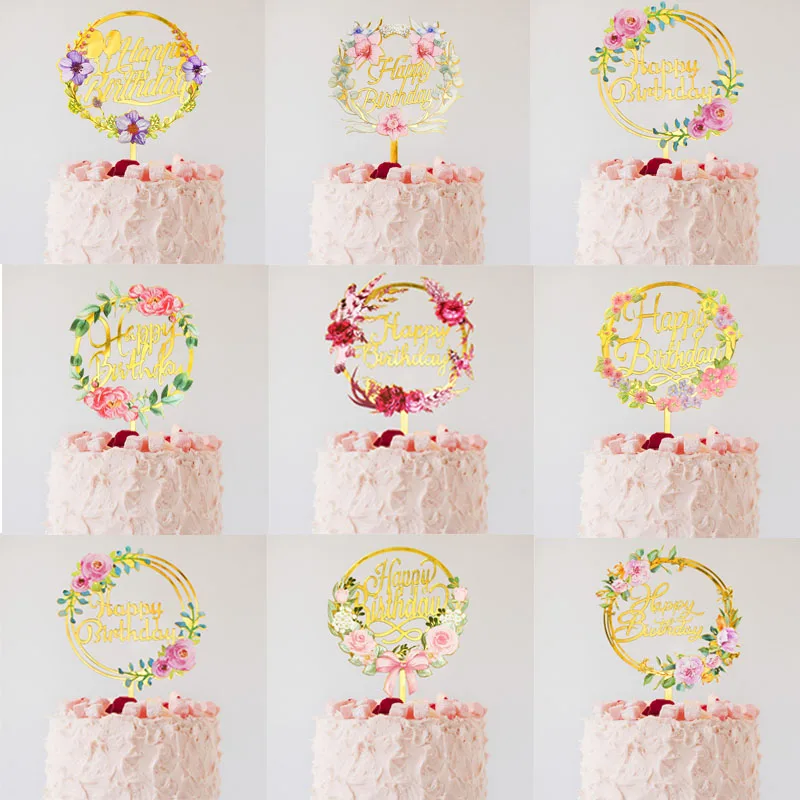 Happy Birthday Gold Rose Flower Golden Acrylic Artificial Cake Topper Birthday Party Dessert Supplies Baking Tools Decoration
Happy Birthday Gold Rose Flower Golden Acrylic Artificial Cake Topper Birthday Party Dessert Supplies Baking Tools Decoration