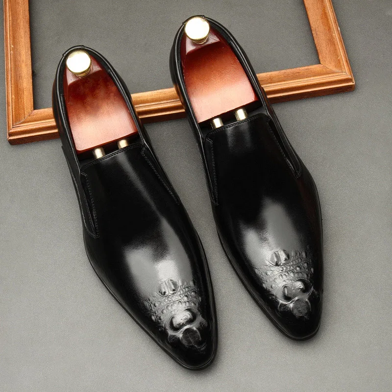 Men Genuine Leather Shoes Man Business Dress Classic Style Slip On Pointed Toe With Embossed Men Formal Wedding Oxford Shoes G36
Men Genuine Leather Shoes Man Business Dress Classic Style Slip On Pointed Toe With Embossed Men Formal Wedding Oxford Shoes G36