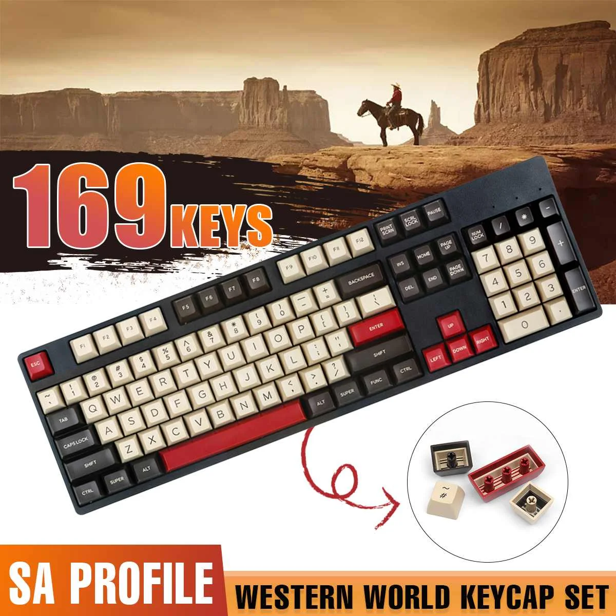 Набор клавиш Domikey 169 клавиш Western World, профиль SA, ABS, двухцветные молдинговые колпачки для механических клавиатур
Набор клавиш Domikey 169 клавиш Western World, профиль SA, ABS, двухцветные молдинговые колпачки для механических клавиатур