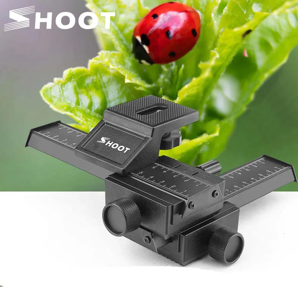 SHOOT 4 Way Macro Focusing Rail Slider Close-Up Shooting Tripod Head With 1/4 Screw For Canon Sony Nikon Pentax DSLR Camera
SHOOT 4 Way Macro Focusing Rail Slider Close-Up Shooting Tripod Head With 1/4 Screw For Canon Sony Nikon Pentax DSLR Camera