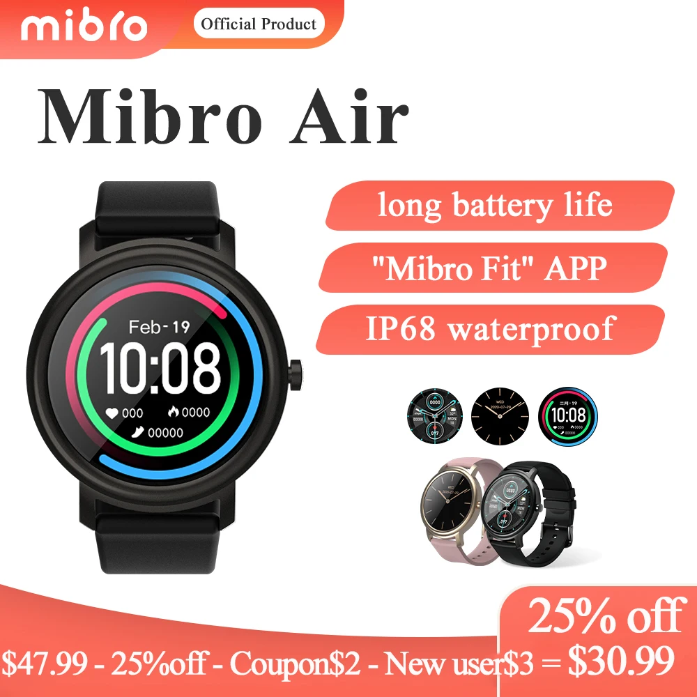 Mibro Air Smart Watch Men Women's Watches Sport Smartwatch Fitness Heart Rate Monitor women's watch gift
Mibro Air Smart Watch Men Women's Watches Sport Smartwatch Fitness Heart Rate Monitor women's watch gift
