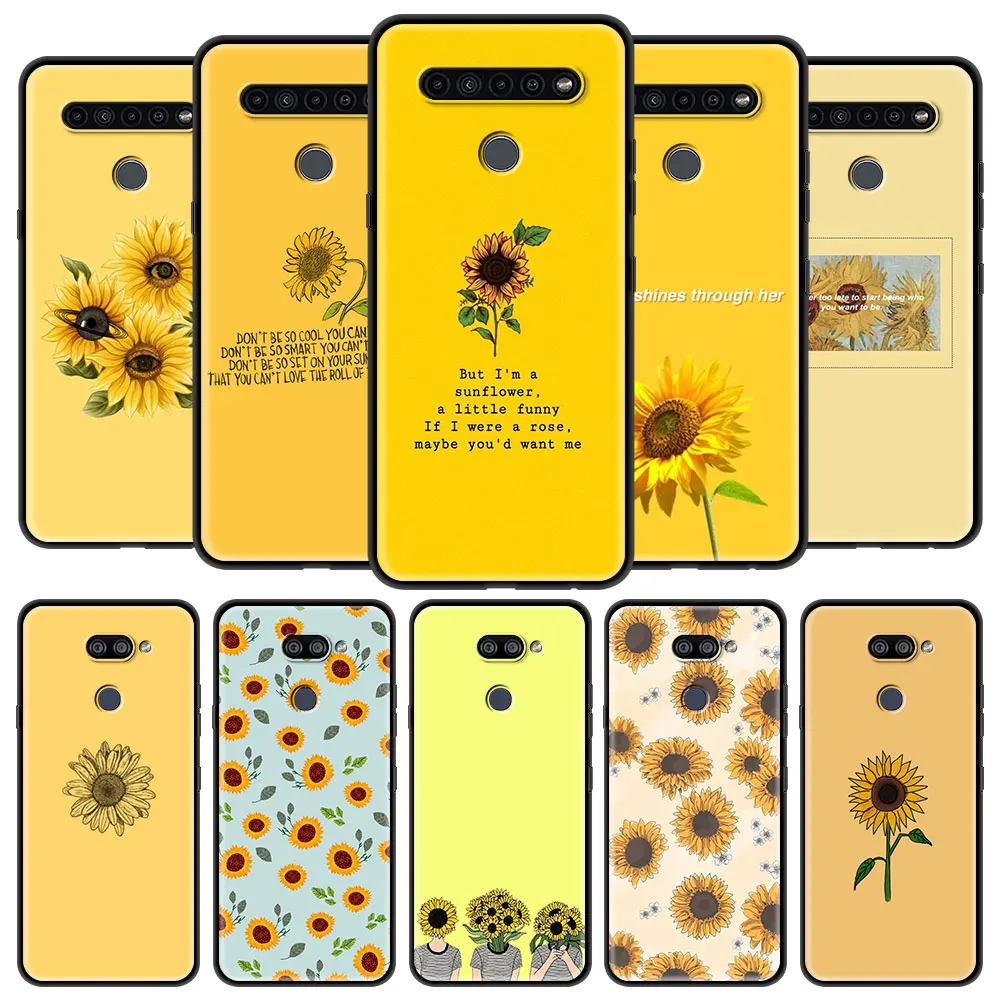 

Phone Case for LG K41s K61 G6 K40 K51 G8 K50s K40s G7 K52 K31 K62 K71 Q51 Q60 Q61 Black Shell Cover Sunflower flower
