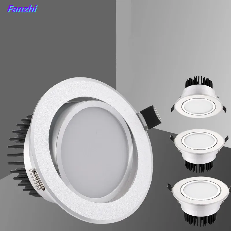 

Silver Round Dimmable Recessed LED COB Downlight 3W/5W/7W/12W 15W Recessed LED Ceiling Spot Light 3000K 4000K 6000K AC90-265V