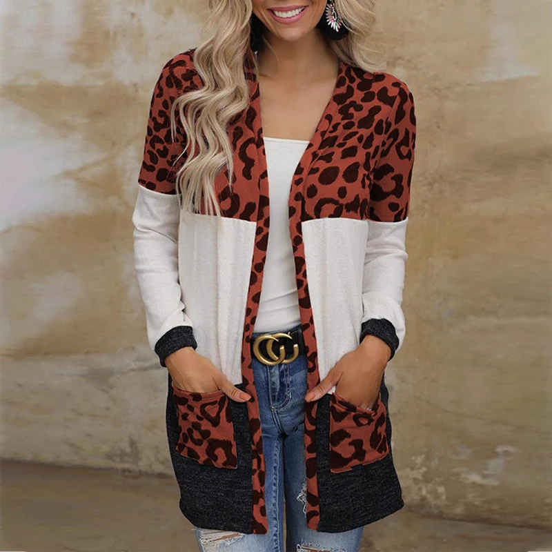 Spring Elegant Women Open Stitch Loose Coat Chic V Neck Leopard Patchwork Full Sleeve Long Jacket Vintage Autumn Outerwear Femme
Spring Elegant Women Open Stitch Loose Coat Chic V Neck Leopard Patchwork Full Sleeve Long Jacket Vintage Autumn Outerwear Femme