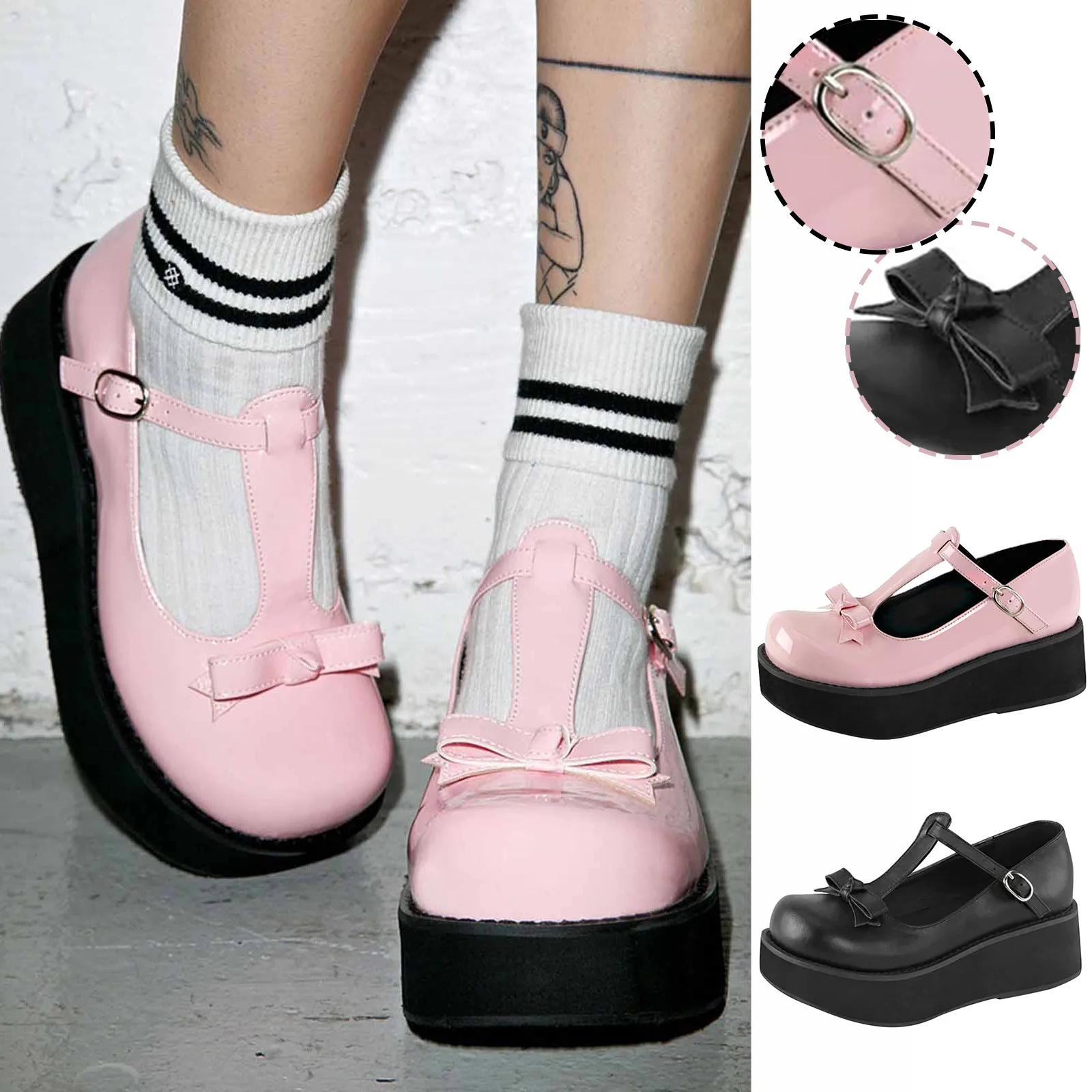 Lolita Shoes Pu Leather Mary Janes Shoes 2021 Vintage Bowknot Women Platform Wedges Shoes Buckle Girls Thick Sole Ladies Shoes
Lolita Shoes Pu Leather Mary Janes Shoes 2021 Vintage Bowknot Women Platform Wedges Shoes Buckle Girls Thick Sole Ladies Shoes