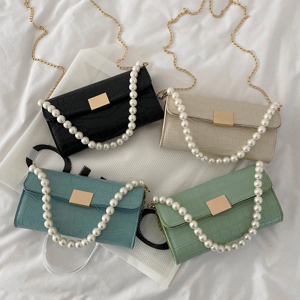 Vintage Women Pure Color Alligator Pattern PU Leather Shoulder Crossbody Messenger Bag Casual Ladies Chain Small Pearl Handbags
Vintage Women Pure Color Alligator Pattern PU Leather Shoulder Crossbody Messenger Bag Casual Ladies Chain Small Pearl Handbags