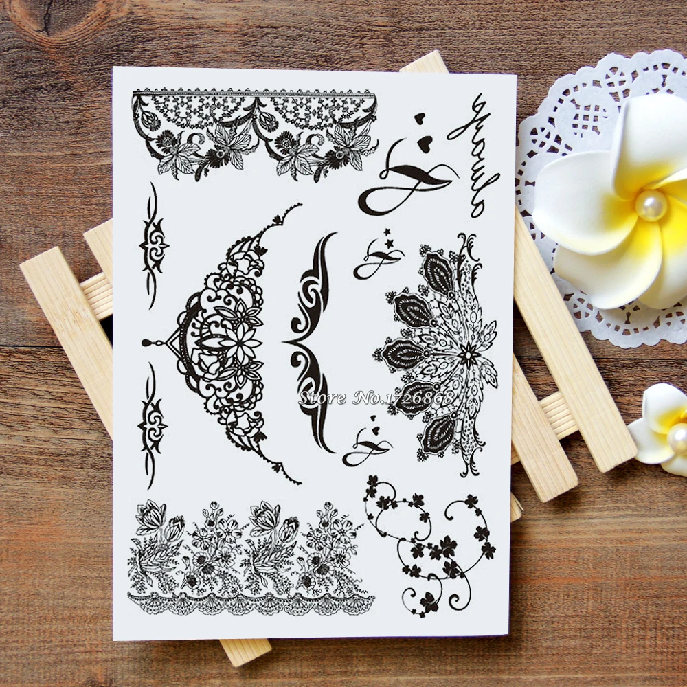 Waterproof Metallic Gold Silver White Temporary Tattoo For Black India Henna Tattoo Love Flower Pattern #016
Waterproof Metallic Gold Silver White Temporary Tattoo For Black India Henna Tattoo Love Flower Pattern #016