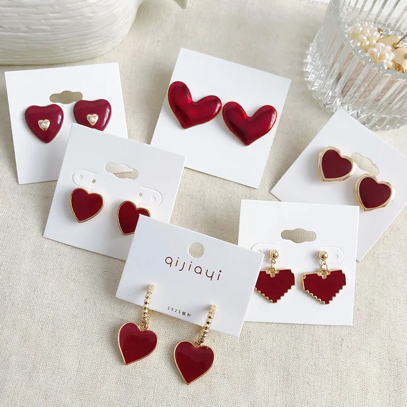 Charm Women Love Heart Enamel Stud Earrings Wine Red Color Simple Sweet Earring Jewelry Party Best Gifts
Charm Women Love Heart Enamel Stud Earrings Wine Red Color Simple Sweet Earring Jewelry Party Best Gifts